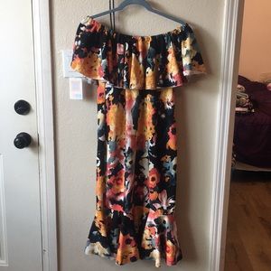 LuLaRoe Black with Watercolor Print Cici Dress